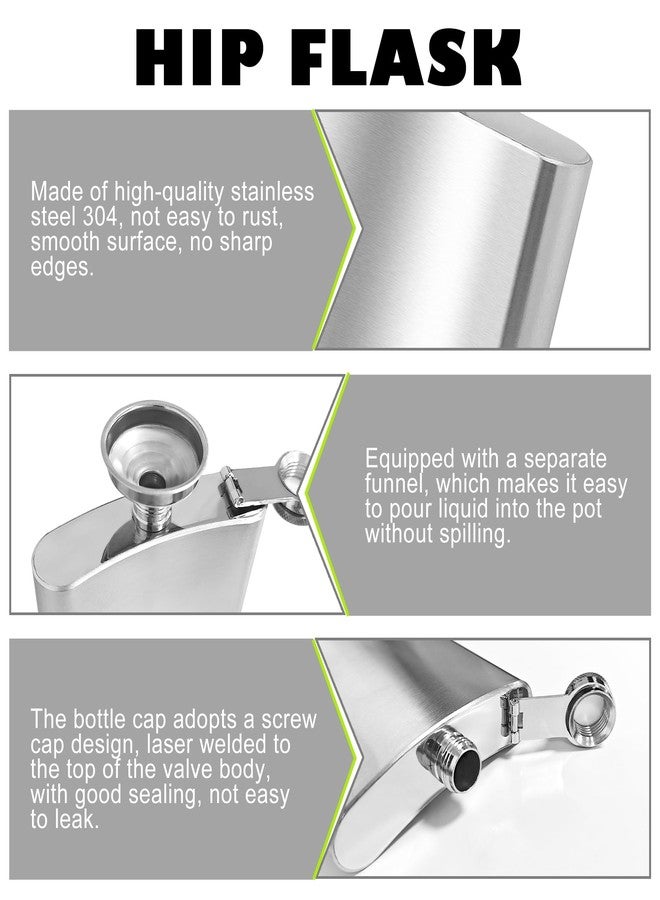 Quacc 8 oz Hip Flask with Funnel, Stainless Steel Portable Pocket Flask for Men (Silver) - Image 4